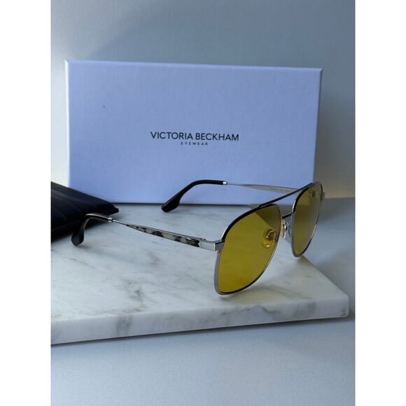 NEW Victoria Beckham VB233S Yellow Lens Aviator - Picture 3 of 5